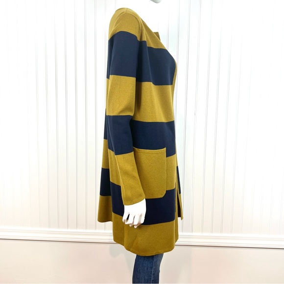 J. Crew Long Cardigan Sweater Wool Blend Open Front Pockets Women XS Striped - Picture 5 of 11